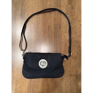 Baggallini Black Nylon Crossbody Shoulder Bag Turnlock Small Lightweight Travel